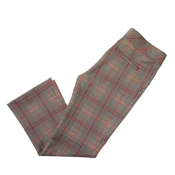 NWT SPANX 20672Q Perfect Kick Flare in Orange Pop Plaid Ponte Crop Pants XLP - Picture 6 of 7